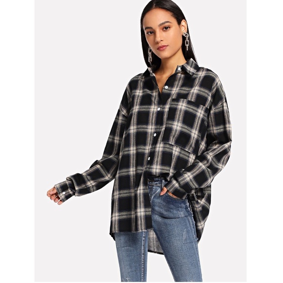 Plaid Oversized Button Down Cotton Shirt - Picture 3 of 13